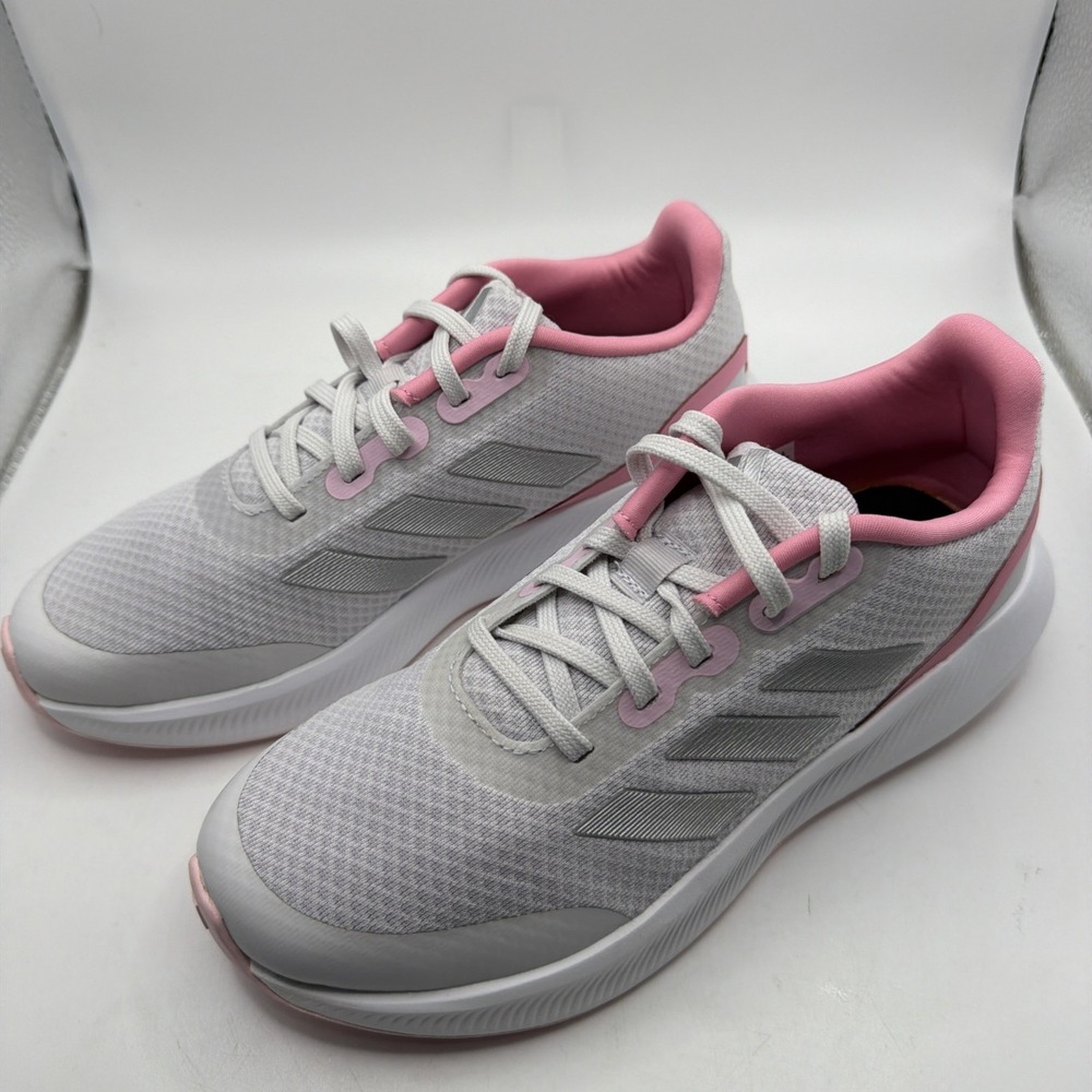 Adidas Girls' Runfalcon 3.0 K Sneakers Gray Pink White Lace Up Low Top US‎ 4